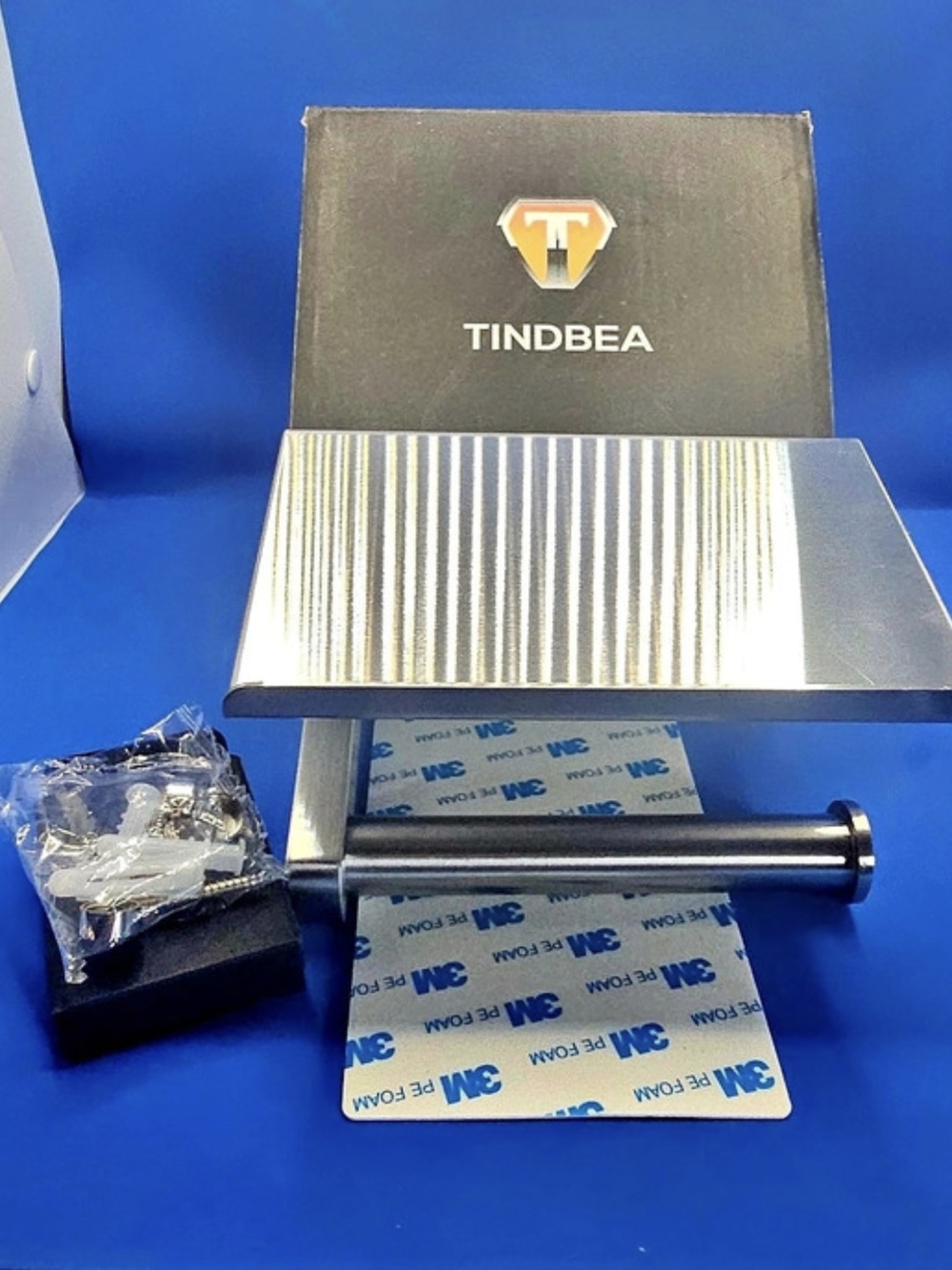 TINDBEA Toilet Paper Holder with Phone Shelf, Silver